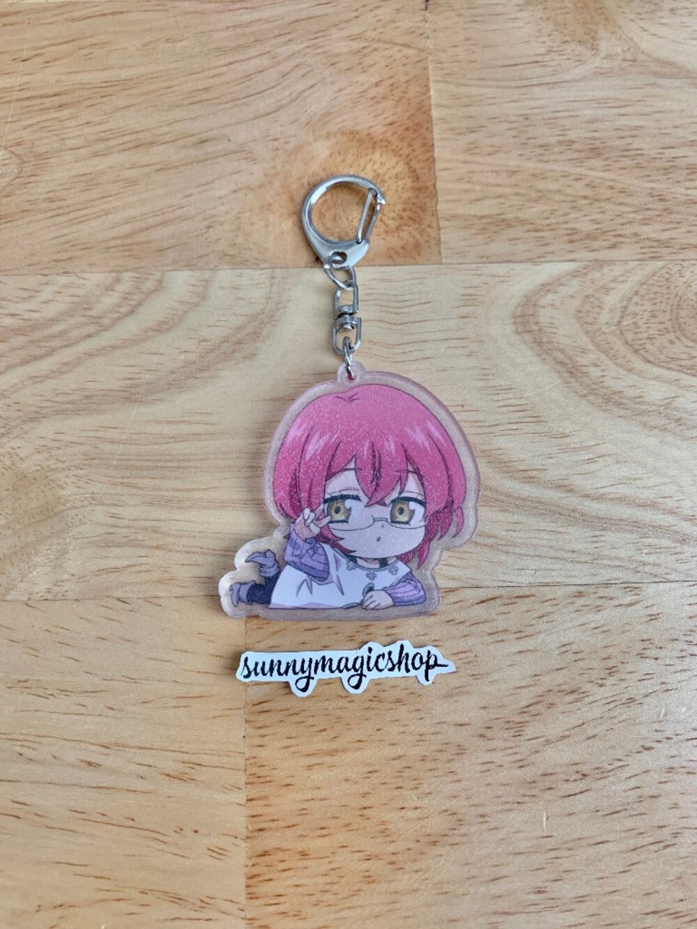 Seven Deadly Sins Anime Acrylic Keychain Gowther Pink Hair Glasses